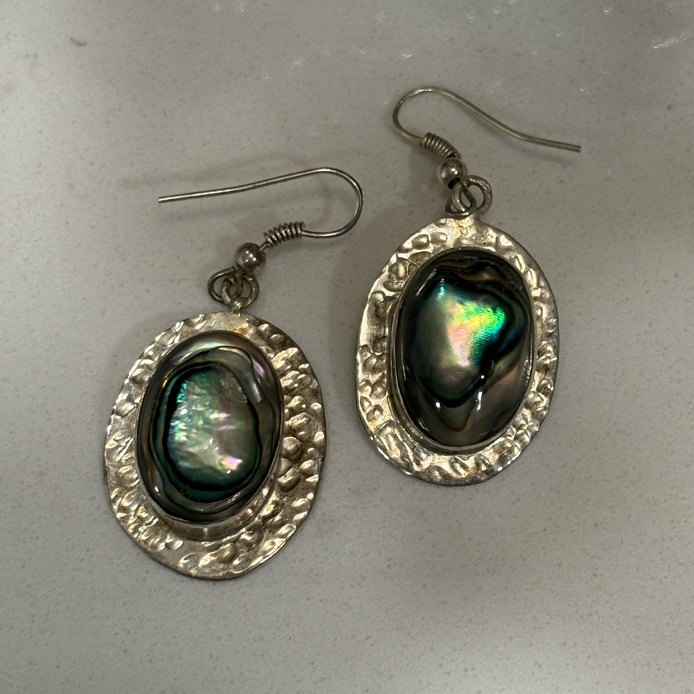 Elegant Silver and Black Abalone Earrings